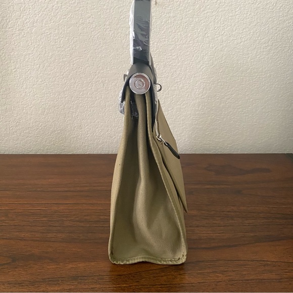 Black Olive Green Canvas Leather 31 CM Bag Convertible Crossbody Satchel B9 - Picture 6 of 16